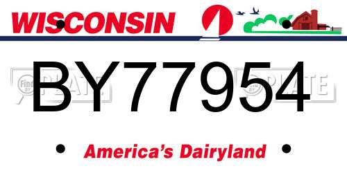 BY77954 Wisconsin License Plate