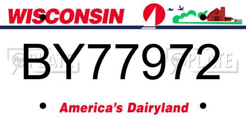 BY77972 Wisconsin License Plate