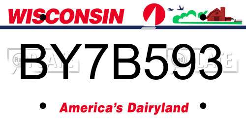 BY7B593 Wisconsin License Plate