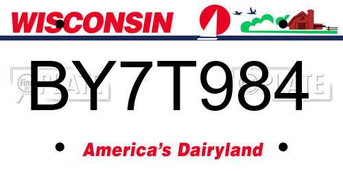 BY7T984 Wisconsin License Plate