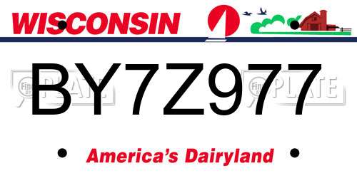 BY7Z977 Wisconsin License Plate