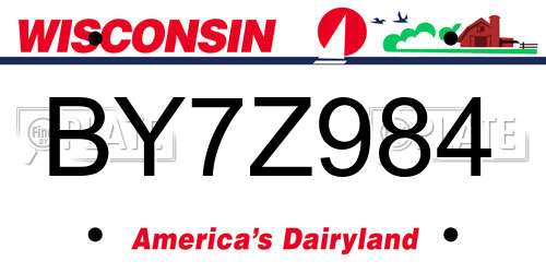 BY7Z984 Wisconsin License Plate