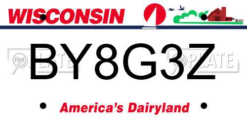 BY8G3Z Wisconsin License Plate