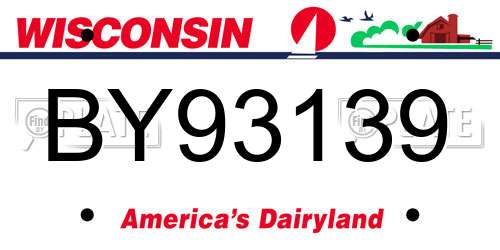 BY93139 Wisconsin License Plate