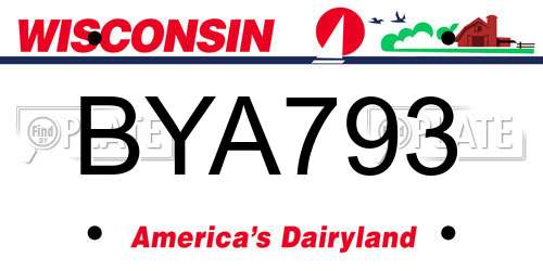 BYA793 Wisconsin License Plate