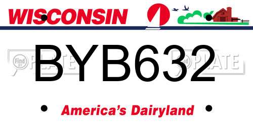 BYB632 Wisconsin License Plate