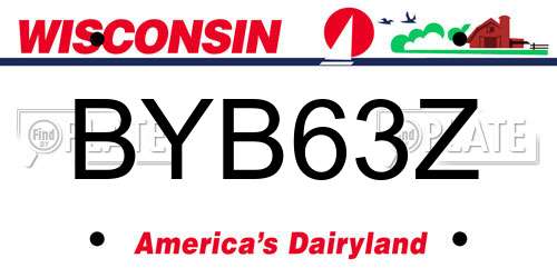 BYB63Z Wisconsin License Plate