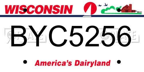 BYC5256 Wisconsin License Plate