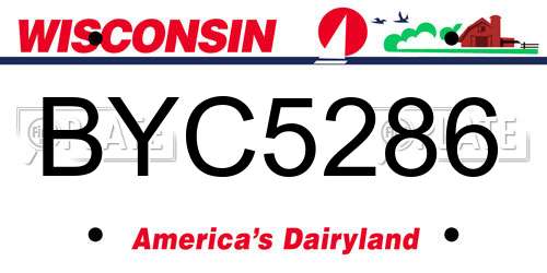 BYC5286 Wisconsin License Plate