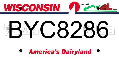BYC8286 Wisconsin License Plate