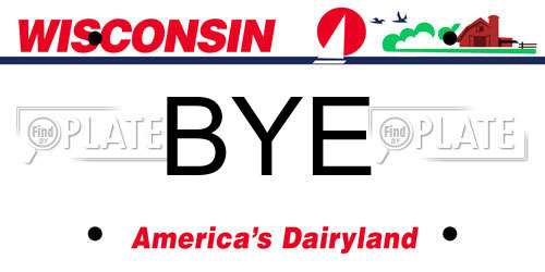 BYE Wisconsin License Plate