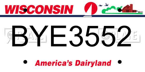BYE3552 Wisconsin License Plate