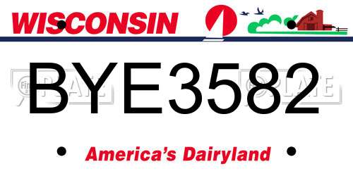 BYE3582 Wisconsin License Plate