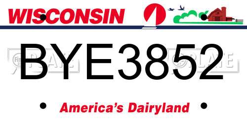 BYE3852 Wisconsin License Plate