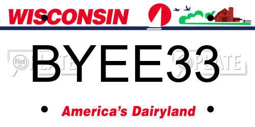 BYEE33 Wisconsin License Plate