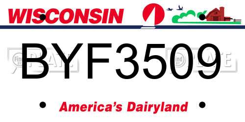 BYF3509 Wisconsin License Plate