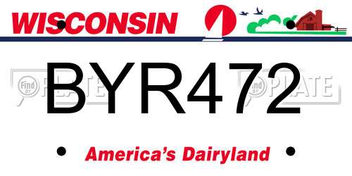 BYR472 Wisconsin License Plate
