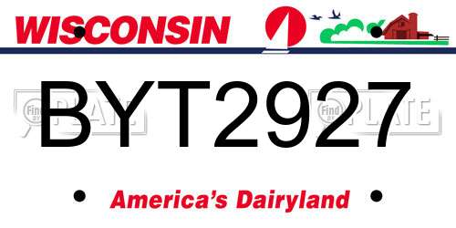 BYT2927 Wisconsin License Plate