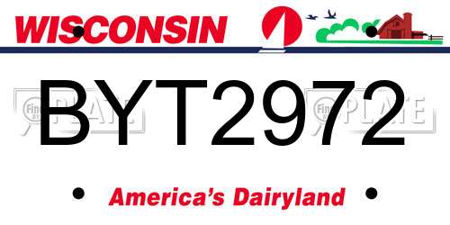 BYT2972 Wisconsin License Plate