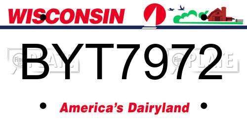 BYT7972 Wisconsin License Plate