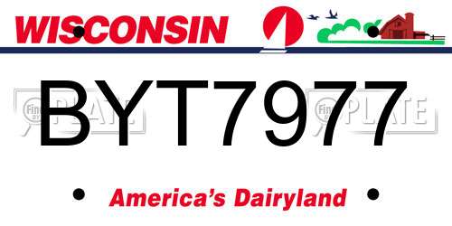 BYT7977 Wisconsin License Plate