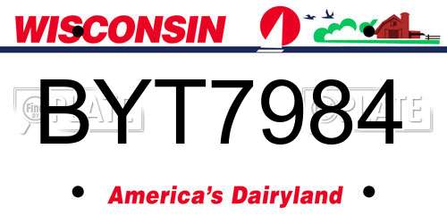 BYT7984 Wisconsin License Plate