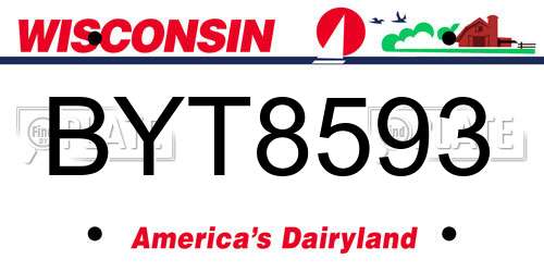 BYT8593 Wisconsin License Plate