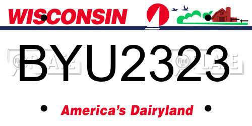 BYU2323 Wisconsin License Plate
