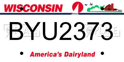 BYU2373 Wisconsin License Plate