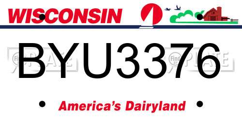BYU3376 Wisconsin License Plate