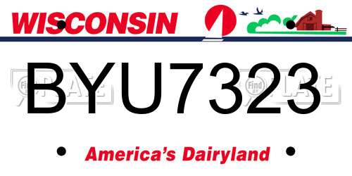 BYU7323 Wisconsin License Plate