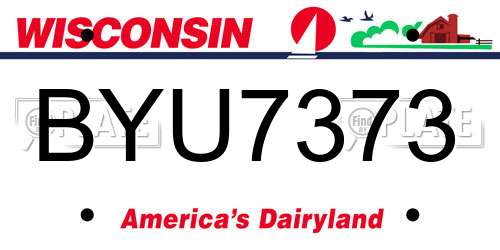 BYU7373 Wisconsin License Plate
