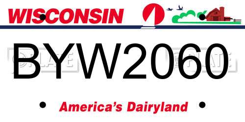 BYW2060 Wisconsin License Plate