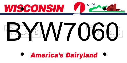 BYW7060 Wisconsin License Plate