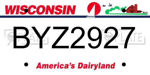 BYZ2927 Wisconsin License Plate