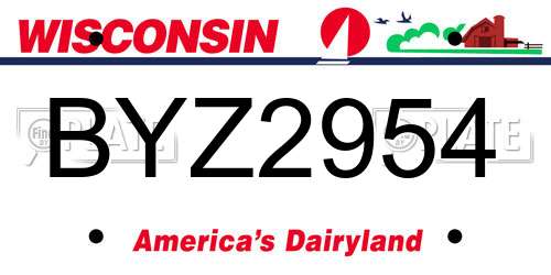 BYZ2954 Wisconsin License Plate