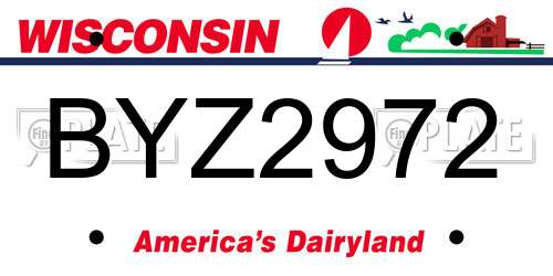 BYZ2972 Wisconsin License Plate