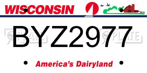 BYZ2977 Wisconsin License Plate