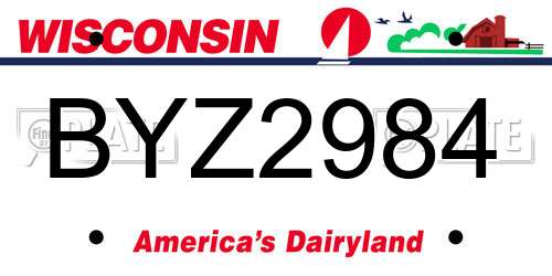 BYZ2984 Wisconsin License Plate