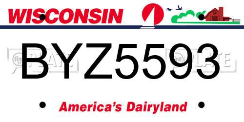 BYZ5593 Wisconsin License Plate