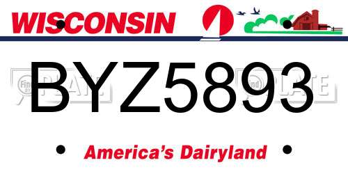 BYZ5893 Wisconsin License Plate