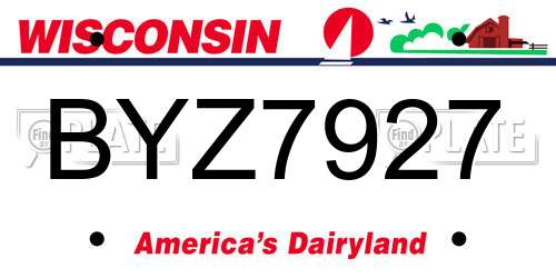 BYZ7927 Wisconsin License Plate