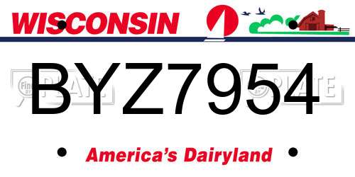 BYZ7954 Wisconsin License Plate