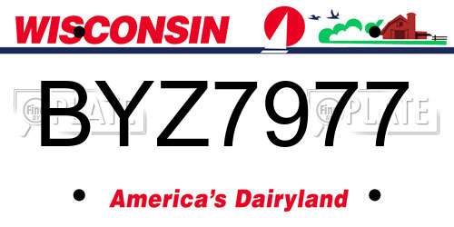 BYZ7977 Wisconsin License Plate