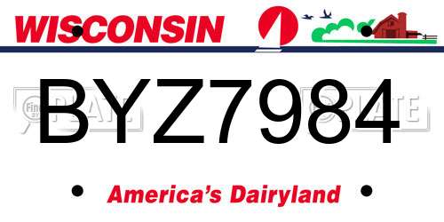 BYZ7984 Wisconsin License Plate
