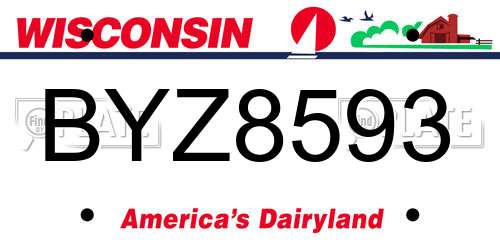BYZ8593 Wisconsin License Plate
