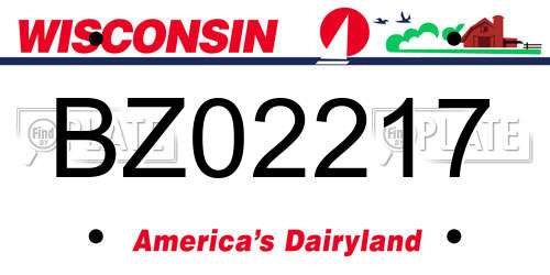 BZ02217 Wisconsin License Plate