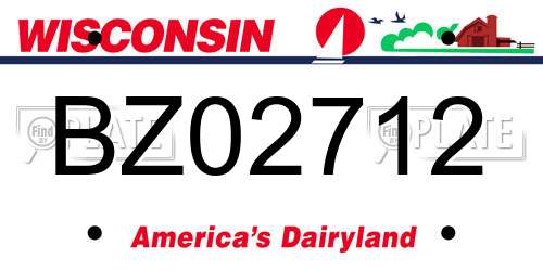 BZ02712 Wisconsin License Plate
