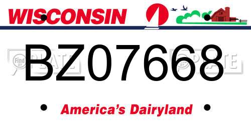BZ07668 Wisconsin License Plate