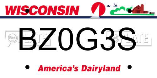 BZ0G3S Wisconsin License Plate